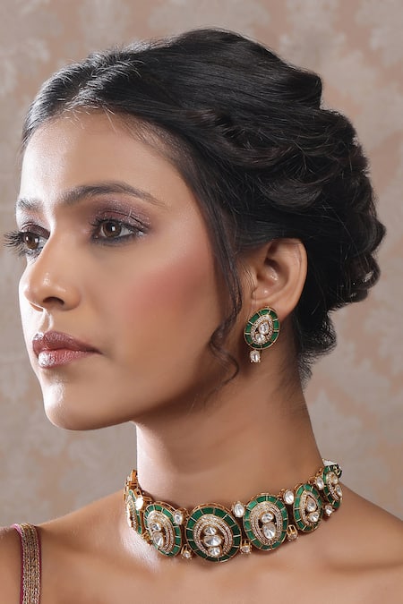 Auraa Trends Kundan Stone Choker Necklace & Earring Set 