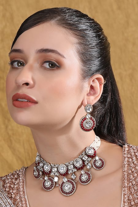 Auraa Trends Cubic Zirconia & Bead Necklace Set 