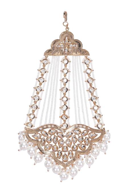 Buy_Auraa Trends_Gold Plated Kundan And Pearl Embellished Passa _Online_at_Aza_Fashions