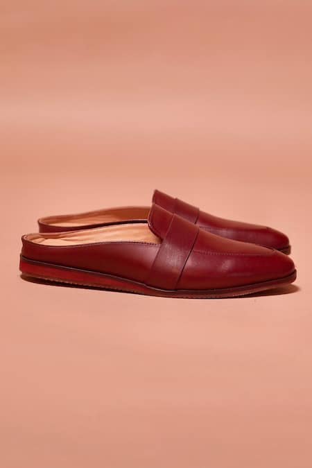 Dmodot_Brown Leather Hoffler Chocro Slip-on Mules _Online_at_Aza_Fashions