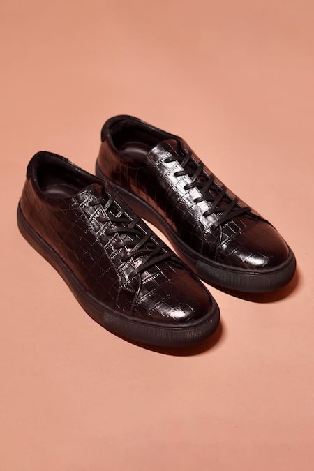 Dmodot Scarpo Croco Textured Leather Sneakers 