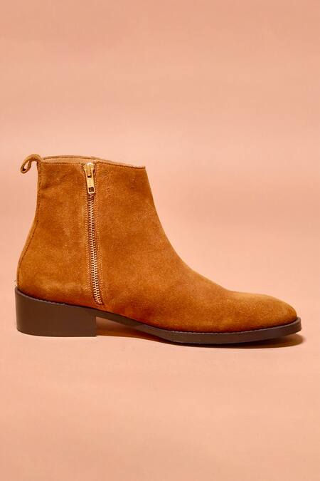 Dmodot Brown Leather Blake Stitch Boots Online at Aza Fashions Dmodot_Brown Leather Blake Stitch Boots _Online_at_Aza_Fashions