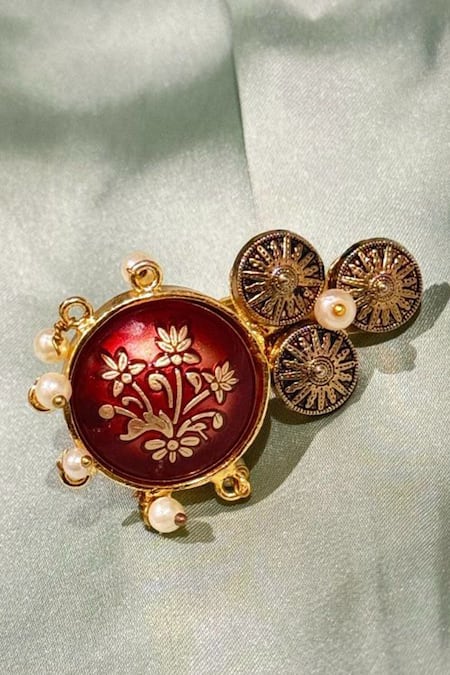 Shop Hetal Shah Gold Plated Stones Antique Round Halsi Ring at Aza Fashions Shop_Hetal Shah_Gold Plated Stones Antique Round Halsi Ring _at_Aza_Fashions