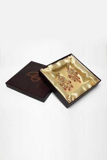 Dugran By Dugristyle_Gold Plated Pearls, Stones Kundan Drop Earrings _Online_at_Aza_Fashions