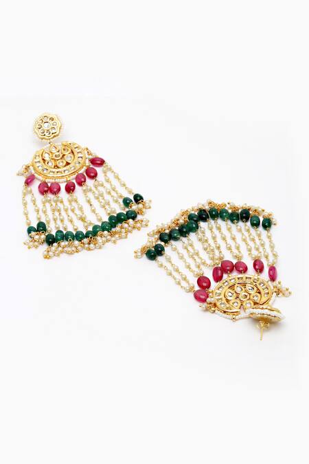 Buy Dugran By Dugristyle Cream Pearls Gold Kundan Chandbali Earrings Online at Aza Fashions Buy_Dugran By Dugristyle_Cream Pearls Gold Kundan Chandbali Earrings _Online_at_Aza_Fashions