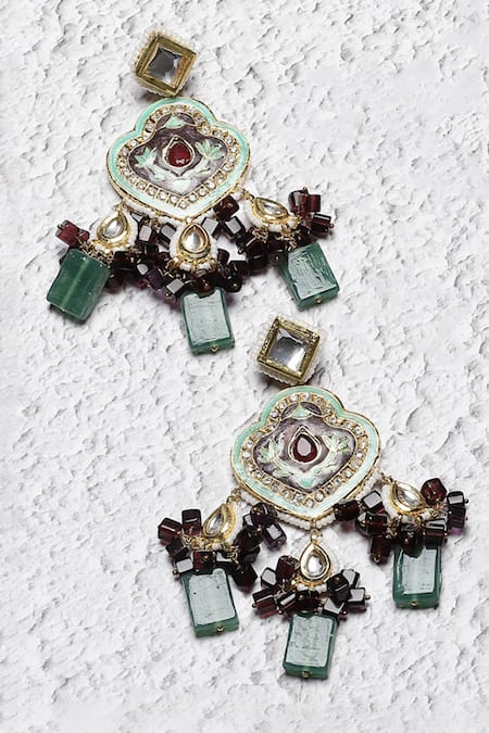 Dugran By Dugristyle Gold Plated Crest Bloom Drop Earrings 