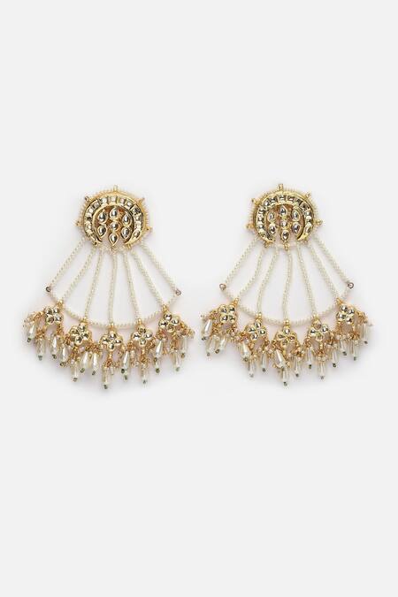 Dugran By Dugristyle Gold Plated Pearls Kundan Drop Earrings Online at Aza Fashions Dugran By Dugristyle_Gold Plated Pearls Kundan Drop Earrings _Online_at_Aza_Fashions