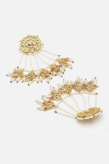 Buy Dugran By Dugristyle Gold Plated Pearls Kundan Drop Earrings Online at Aza Fashions Buy_Dugran By Dugristyle_Gold Plated Pearls Kundan Drop Earrings _Online_at_Aza_Fashions