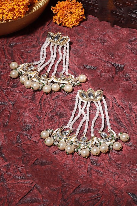 Dugran By Dugristyle Gold Plated Crescent Dew Drop Earrings 