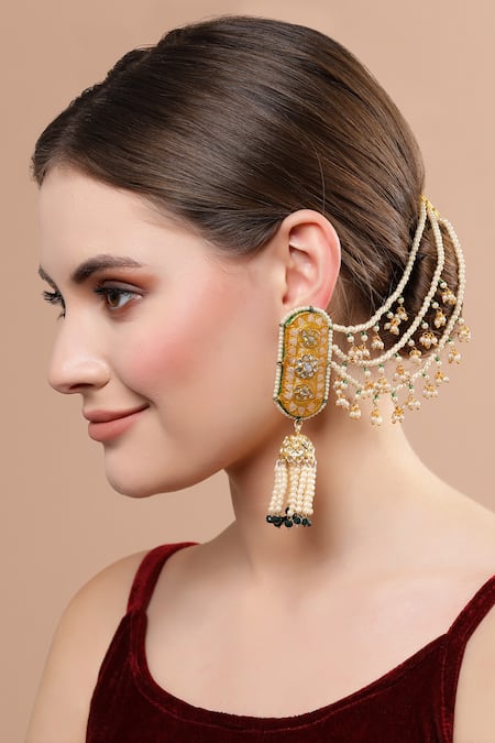 Dugran By Dugristyle Gold Plated Phoolbahar Dangler Jhumka Earrings 