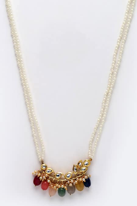 Dugran By Dugristyle_Gold Plated Kundan Pearl Long Necklace _Online_at_Aza_Fashions