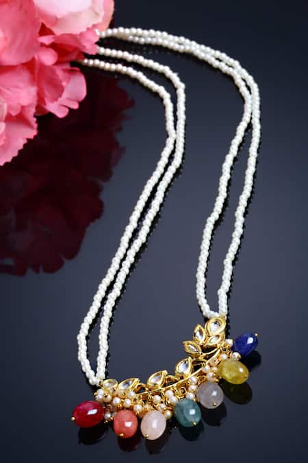 Dugran By Dugristyle Gold Kundan Pearl Long Necklace 