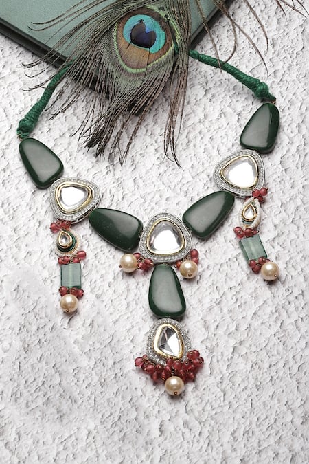 Shop Dugran By Dugristyle Gold Plated Kundan Geometric Choker at Aza Fashions Shop_Dugran By Dugristyle_Gold Plated Kundan Geometric Choker _at_Aza_Fashions