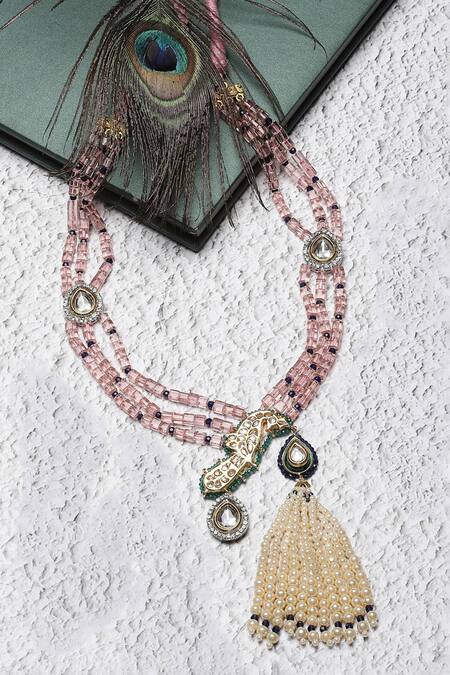 Shop Dugran By Dugristyle Gold Plated Peacock Shaped Pendant Necklace at Aza Fashions Shop_Dugran By Dugristyle_Gold Plated Peacock Shaped Pendant Necklace _at_Aza_Fashions