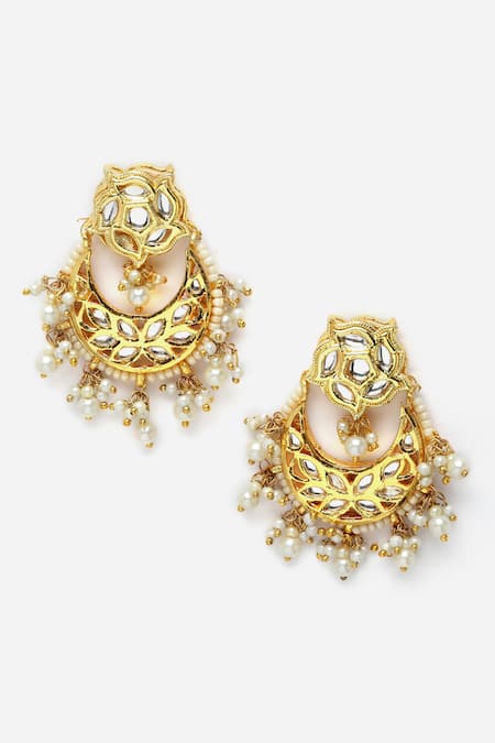 Dugran By Dugristyle_Gold Plated Pearls And Green Peacock Pendant Necklace Set _Online_at_Aza_Fashions