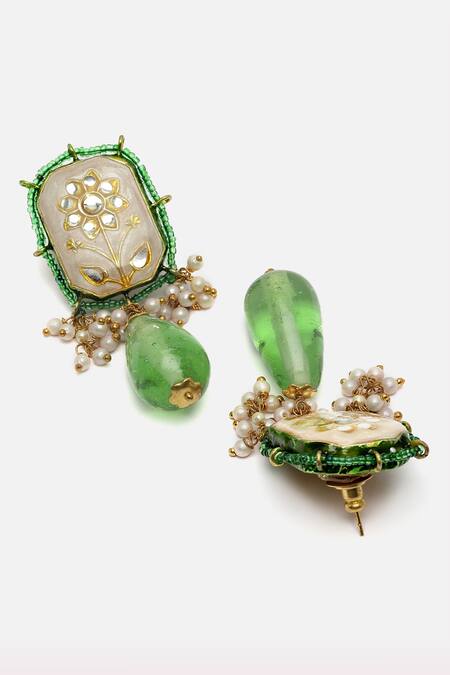 Buy_Dugran By Dugristyle_Gold Plated Pearls, Stones Kundan Necklace And Earring Set _Online_at_Aza_Fashions