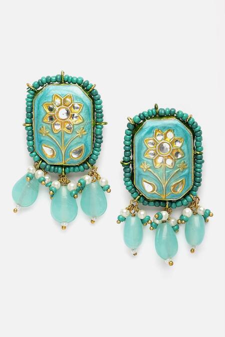 Dugran By Dugristyle Gold Plated Pearls, Stones Peacock Pendant Necklace Set at Aza Fashions Dugran By Dugristyle_Gold Plated Pearls, Stones Peacock Pendant Necklace Set _at_Aza_Fashions