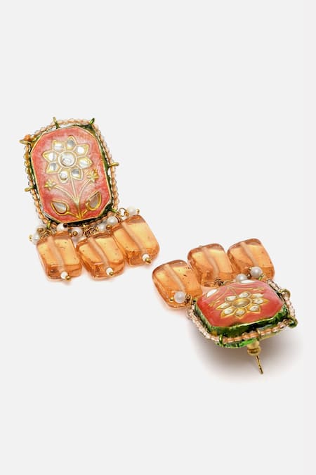 Shop_Dugran By Dugristyle_Gold Plated Pearls, Stones Multi Color Kundan Necklace Set _Online_at_Aza_Fashions