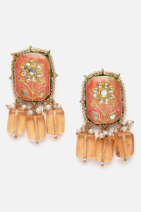 Dugran By Dugristyle_Gold Plated Pearls, Stones Multi Color Kundan Necklace Set _at_Aza_Fashions