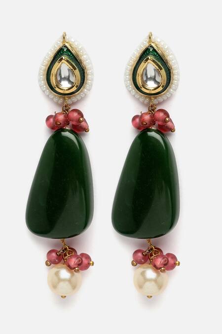 Shop_Dugran By Dugristyle_Gold Plated Pearls Kundan American Diamond Necklace Set _Online_at_Aza_Fashions