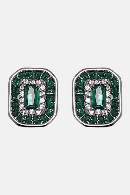 Buy_Dugran By Dugristyle_Silver Plated Crystals, Stones, Diamonds Natural Embellished Stud Earrings _Online_at_Aza_Fashions