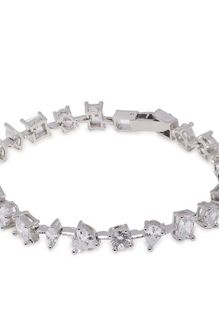 Dugran By Dugristyle_White Crystals, Stones American Diamond Embellished Bracelet _Online_at_Aza_Fashions