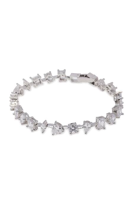 Buy_Dugran By Dugristyle_White Crystals, Stones American Diamond Embellished Bracelet _Online_at_Aza_Fashions