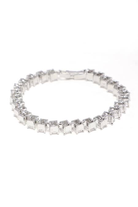 Buy_Dugran By Dugristyle_Silver Plated Crystals, Stones Natural Embellished Bracelet _Online_at_Aza_Fashions