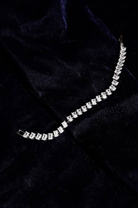 Dugran By Dugristyle_Silver Plated Crystals, Stones Natural Embellished Bracelet _at_Aza_Fashions