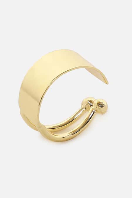 Buy_Dugran By Dugristyle_Gold Plated Cutwork Designer Ring _Online_at_Aza_Fashions