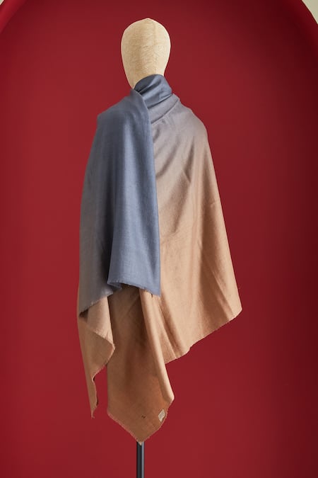 Shop SHAZA Brown Cashmere Ombre Stole at Aza Fashions Shop_SHAZA_Brown Cashmere Ombre Stole _at_Aza_Fashions