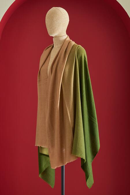 SHAZA Beige Ombre Handloom Pashmina Shawl 