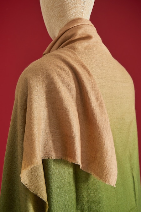 Shop SHAZA Beige Ombre Handloom Pashmina Shawl at Aza Fashions Shop_SHAZA_Beige Ombre Handloom Pashmina Shawl _at_Aza_Fashions