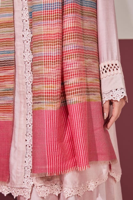 Shop SHAZA Multi Color Zari Handloom Reversible Stole at Aza Fashions Shop_SHAZA_Multi Color Zari Handloom Reversible Stole _at_Aza_Fashions