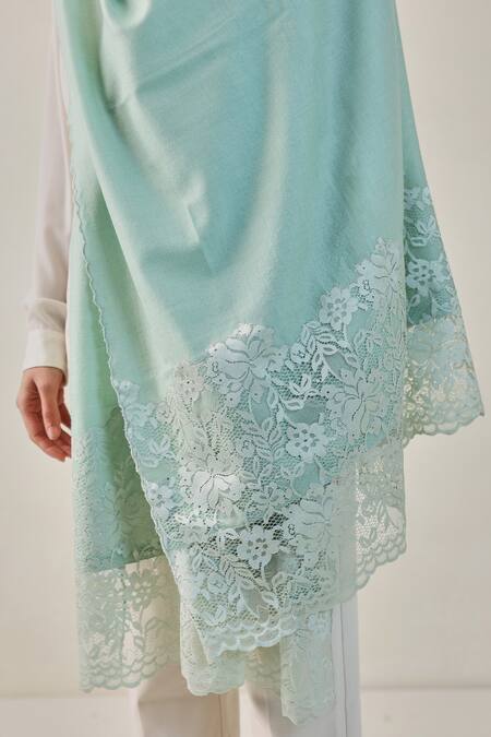 Buy SHAZA Green Celestial Bloom Chantilly Pashmina Stole Online at Aza Fashions Buy_SHAZA_Green Celestial Bloom Chantilly Pashmina Stole _Online_at_Aza_Fashions