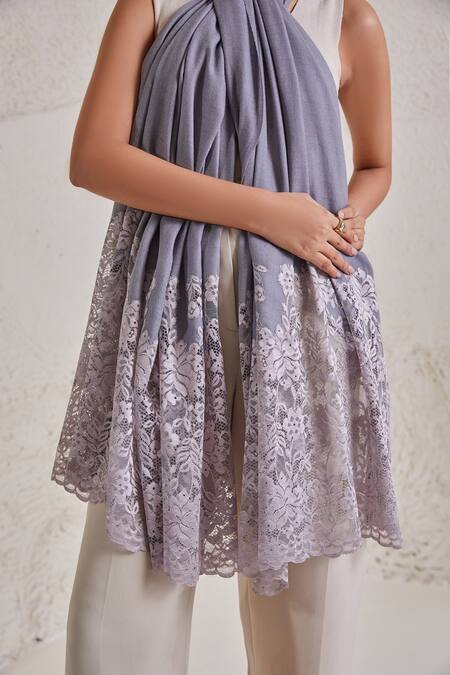 SHAZA Purple Chantilly Lace Pashmina Stole Online at Aza Fashions SHAZA_Purple Chantilly Lace Pashmina Stole _Online_at_Aza_Fashions