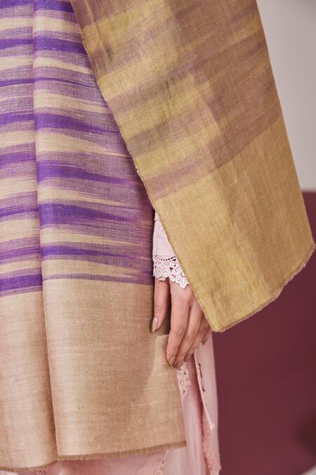 SHAZA Purple Reversible Ikkat Pashmina Stole Online at Aza Fashions SHAZA_Purple Reversible Ikkat Pashmina Stole_Online_at_Aza_Fashions