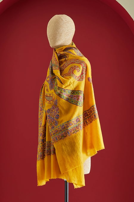 SHAZA Floral Embroidered Cashmere Stole 