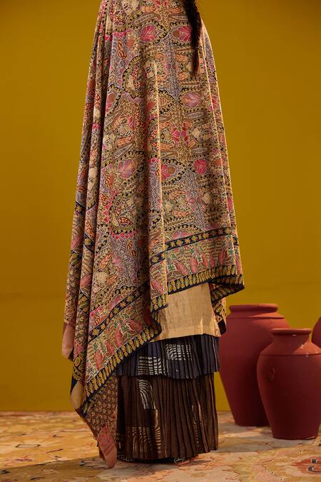 SHAZA_Multi Color Multicolored Handloomed Pashmina Shawl _Online_at_Aza_Fashions