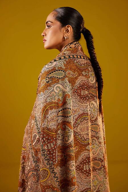 SHAZA Multi Color Multicolored Kalamkari Shawl Online at Aza Fashions SHAZA_Multi Color Multicolored Kalamkari Shawl_Online_at_Aza_Fashions