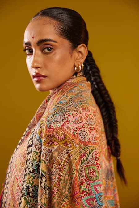 Buy_SHAZA_Multi Color Multicolored Kalamkari Shawl _Online_at_Aza_Fashions