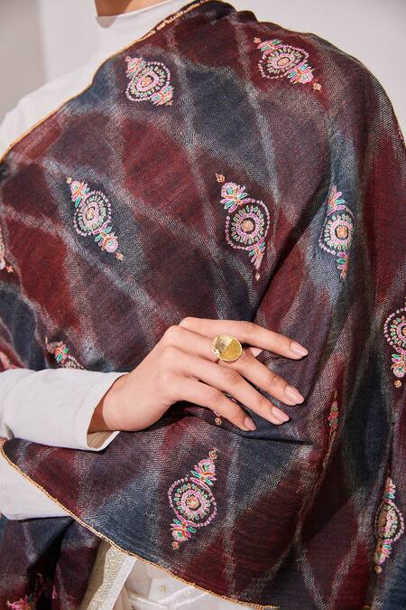 SHAZA_Blue Argyle Woven Stole _Online_at_Aza_Fashions