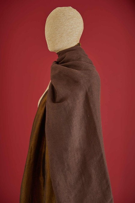 Buy_SHAZA_Gold And Brown Colorblock Wool Stole_Online_at_Aza_Fashions