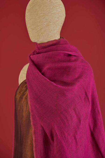 SHAZA Pink Colorblock Wool Stole Online at Aza Fashions SHAZA_Pink Colorblock Wool Stole _Online_at_Aza_Fashions
