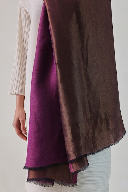 Buy_SHAZA_Purple Reversible Zari Woven Stole _Online_at_Aza_Fashions