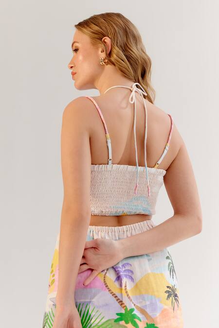 NOIB Multi Color Linen, Lycra Halter Neck Multicolor Midi Dress at Aza Fashions NOIB_Multi Color Linen, Lycra Halter Neck Multicolor Midi Dress _at_Aza_Fashions