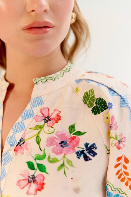 Buy NOIB Multi Color Viscose, Linen Collared Florence Postcard Print Dress Online at Aza Fashions Buy_NOIB_Multi Color Viscose, Linen Collared Florence Postcard Print Dress _Online_at_Aza_Fashions