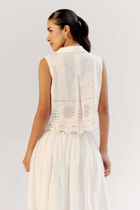 NOIB White Schiffli Embroidered Shirt 