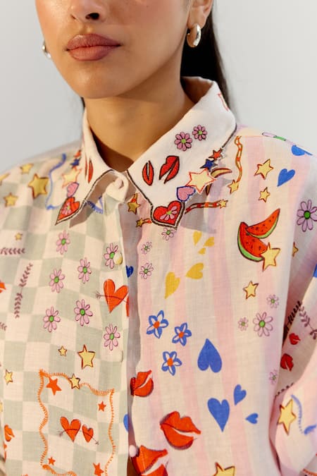 Shop NOIB Multi Color Linen, Lycra Boardgame Print Shorts Online at Aza Fashions Shop_NOIB_Multi Color Linen, Lycra Boardgame Print Shorts _Online_at_Aza_Fashions