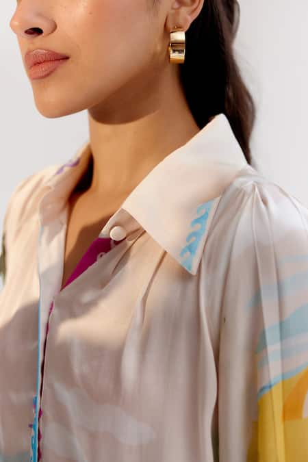 Buy NOIB Multi Color Modal Collared By The Sea Print Dress Online at Aza Fashions Buy_NOIB_Multi Color Modal Collared By The Sea Print Dress _Online_at_Aza_Fashions